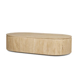 Elara Ribbed Oblong Travertine Coffee Table from Mercana - Luna Furniture