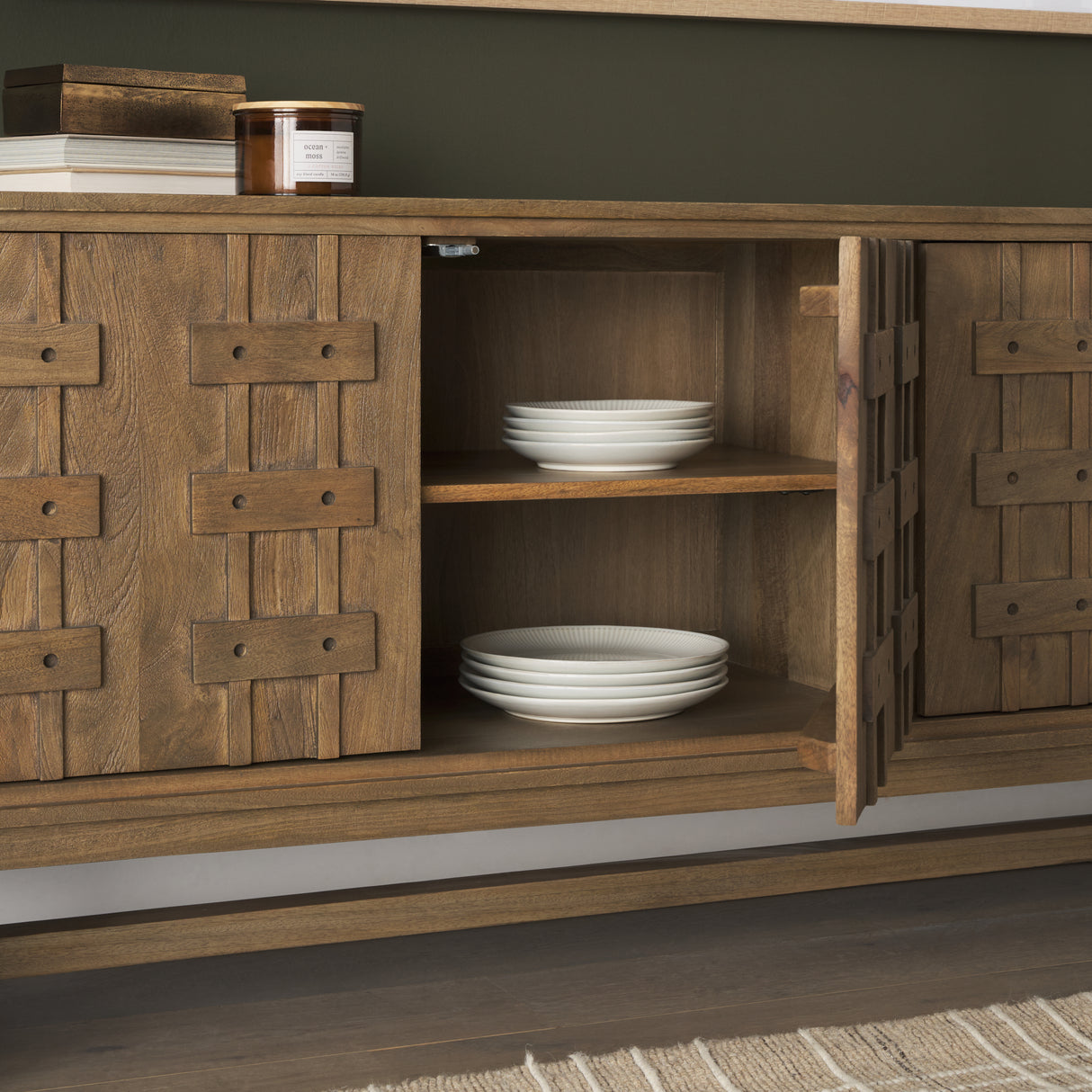 Truss Cool Brown Wood 4 Door Closed Sideboard from Mercana - Luna Furniture