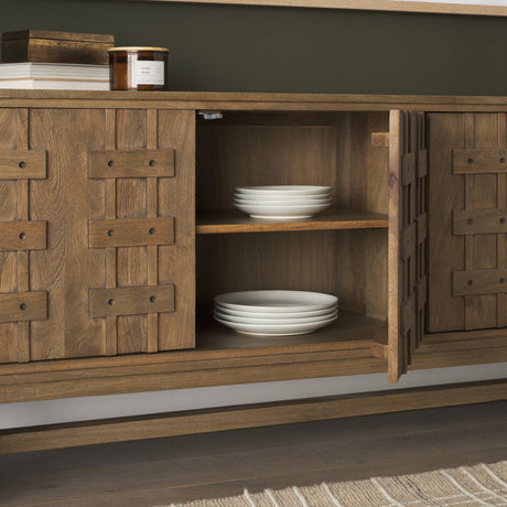Truss Cool Brown Wood 4 Door Closed Sideboard from Mercana - Luna Furniture