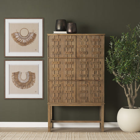 Truss Cool Brown Wood 6 Door Tall Cabinet from Mercana - Luna Furniture