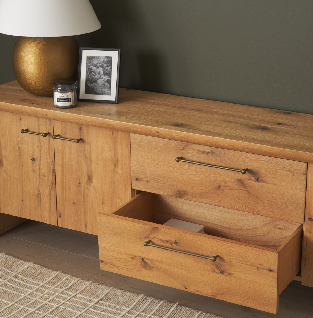 Belford 94" Light Brown Oak Wood Media Console from Mercana - Luna Furniture