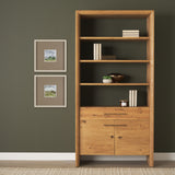 Belford 2-Door Open Light Brown Oak Wood Shelving Unit from Mercana - Luna Furniture