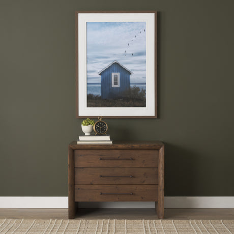 Belford 3-Drawer Dark Brown Oak Wood Closed Nightstand from Mercana - Luna Furniture
