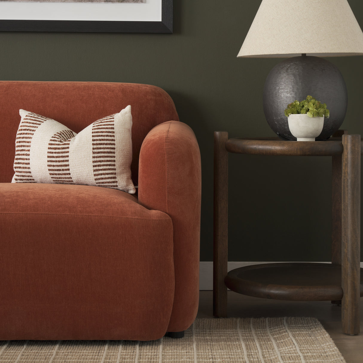 Saga Stonewashed Rust Chenille Fabric 3 Seater Sofa from Mercana - Luna Furniture