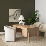 Trellyn Light Brown Solid Wood Carved Woven Desk from Mercana - Luna Furniture