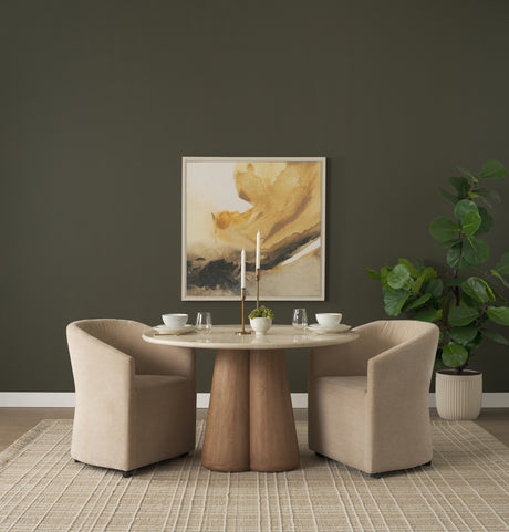 Sondra Beige Performance Fabric Upholstered Club Dining Chair from Mercana - Luna Furniture