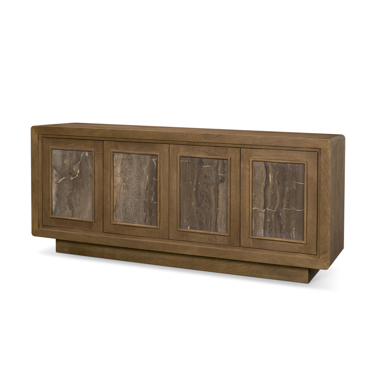 Valterra Dark Brown Wood w/ Cappuccino Marble 4 Door Sideboard from Mercana - Luna Furniture