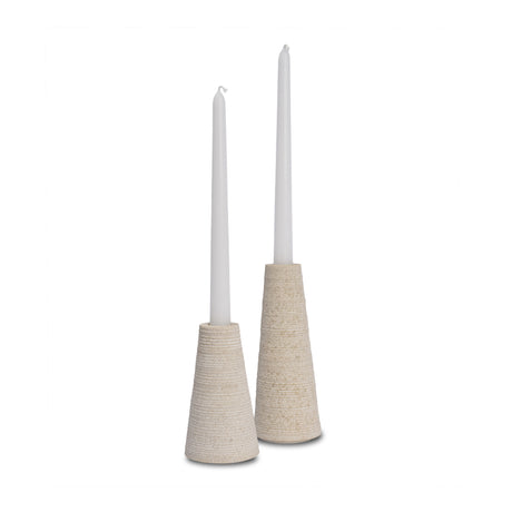 Cono Off-White Marble Cone Shaped Candle Holders (Set of 2) from Mercana - Luna Furniture