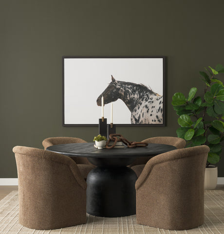 Curtis Brown Fabric Barrelback Half-Moon Base Dining Armchair from Mercana - Luna Furniture