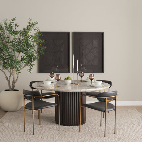 Parker Charcoal-Brown Leather Seat Gold Metal Dining Chair, Set of 2 from Mercana - Luna Furniture