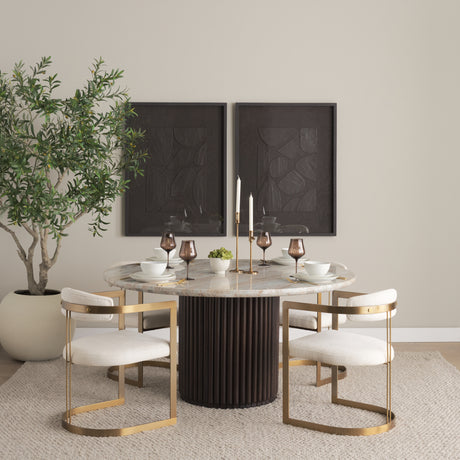 Hollyfield II Cream Fabric Seat W/ Gold Iron Frame Dining Chair from Mercana - Luna Furniture
