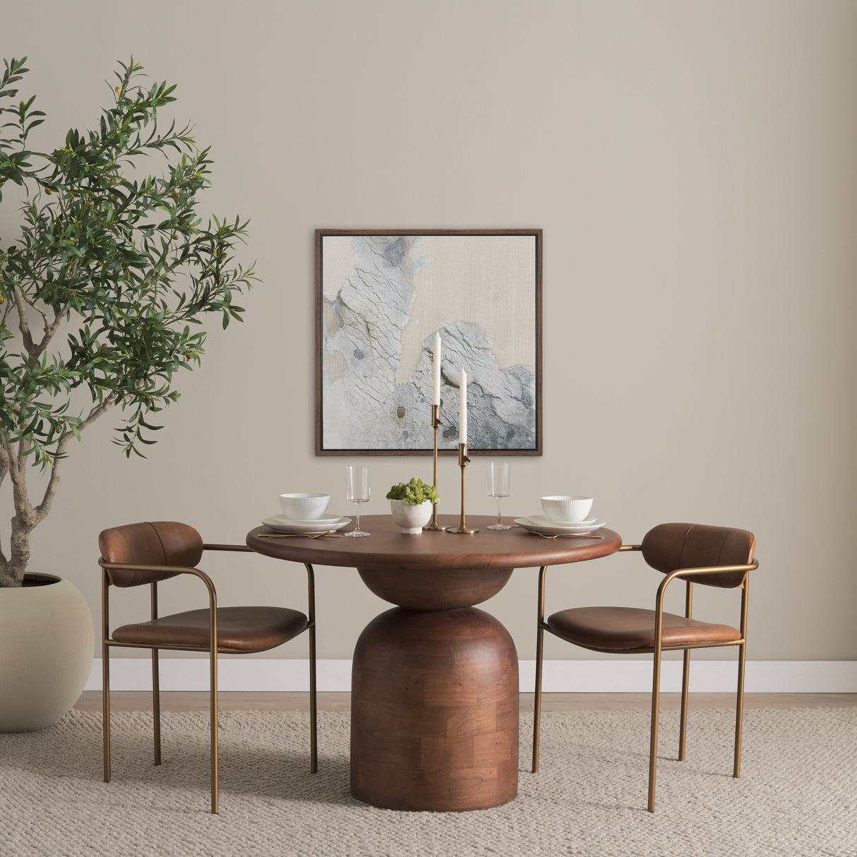 Parker Brown Leather Seat Gold Metal Frame Dining Chair, Set of 2 from Mercana - Luna Furniture