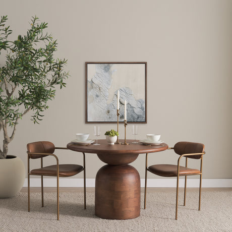 Parker Brown Leather Seat Gold Metal Frame Dining Chair, Set of 2 from Mercana - Luna Furniture
