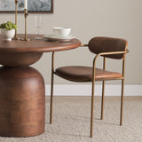 Parker Brown Leather Seat Gold Metal Frame Dining Chair, Set of 2 from Mercana - Luna Furniture