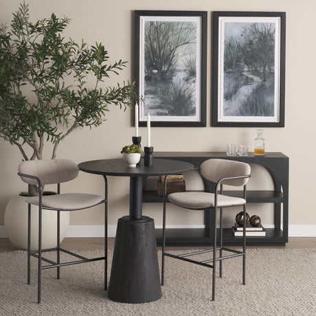 Parker II Beige Fabric Seat Gun Metal Grey Metal Counter Stool from Mercana - Luna Furniture