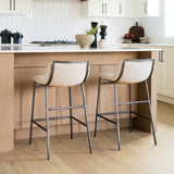 Kavalan 33.5" Total Height Beige Upholstered Seat Gray Metal Frame Counter Stool from Mercana - Luna Furniture