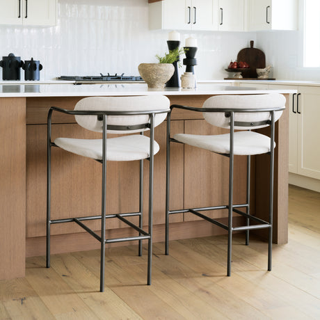 Parker II Beige Fabric Seat Gun Metal Grey Metal Counter Stool from Mercana - Luna Furniture