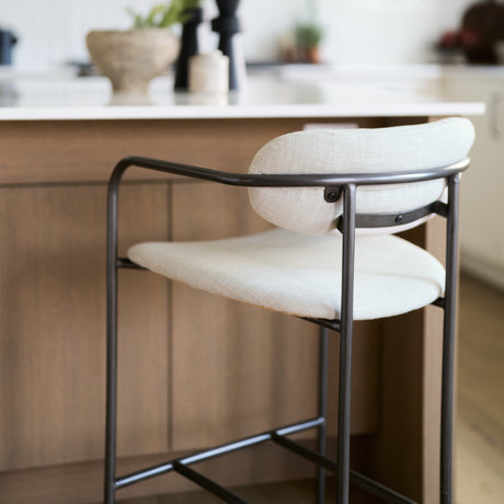 Parker II Beige Fabric Seat Gun Metal Grey Metal Counter Stool from Mercana - Luna Furniture