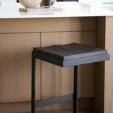Kiran 17L x 17W x 26H Black Wood W/ Black Metal Base C-Shape Counter Stool from Mercana - Luna Furniture