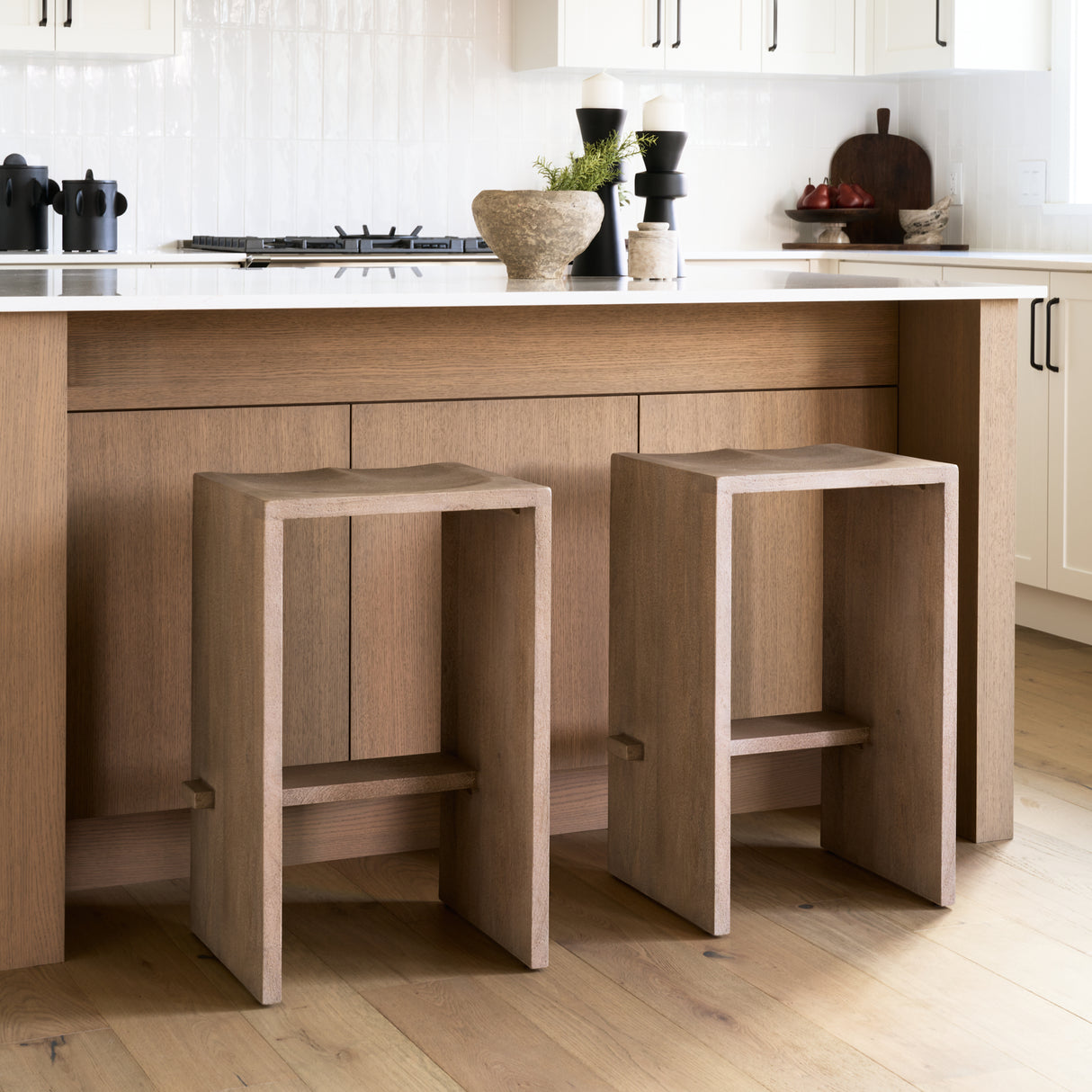 Aida 26" Seat Height Light Gray Wood Counter Stool from Mercana - Luna Furniture