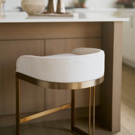 Hollyfield II Cream Fabric Seat W/ Gold Metal Base Counter Stool from Mercana - Luna Furniture