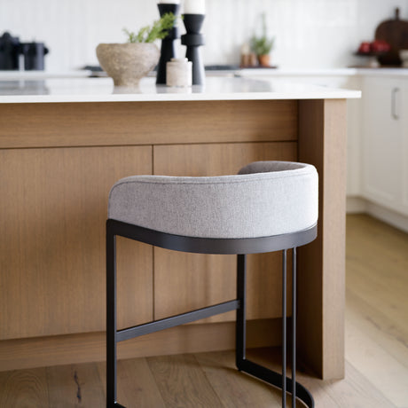 Hollyfield II Gray Fabric Seat W/ Gray Metal Base Counter Stool from Mercana - Luna Furniture