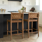 Shane Brown Wood w/ Woven Brown Leather Counter Stool from Mercana - Luna Furniture