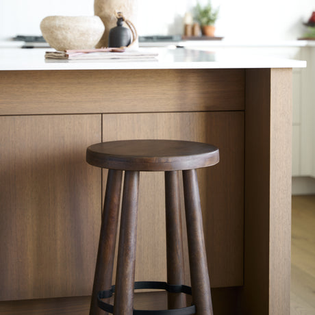 Weldon Dark Brown Wood w/ Matte Black Metal Counter Stool from Mercana - Luna Furniture