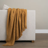 Kambal Mustard Woven Cotton Throw Blanket from Mercana - Luna Furniture