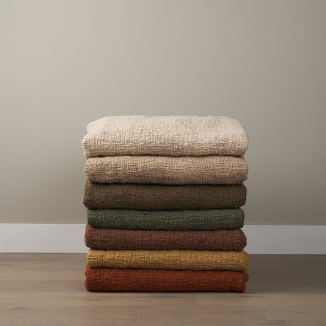 Kambal Dark Olive Green Woven Cotton Throw Blanket from Mercana - Luna Furniture