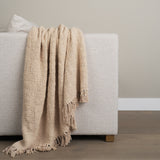 Kambal Light Beige Woven Cotton Throw Blanket from Mercana - Luna Furniture