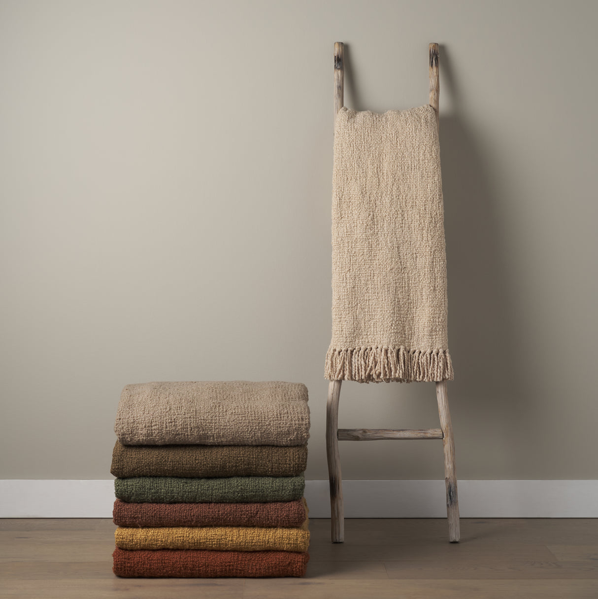 Kambal Light Beige Woven Cotton Throw Blanket from Mercana - Luna Furniture