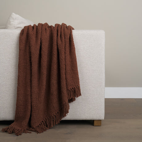 Kambal Mahogany Woven Cotton Throw Blanket from Mercana - Luna Furniture