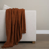 Kambal Copper Rust Woven Cotton Throw Blanket from Mercana - Luna Furniture