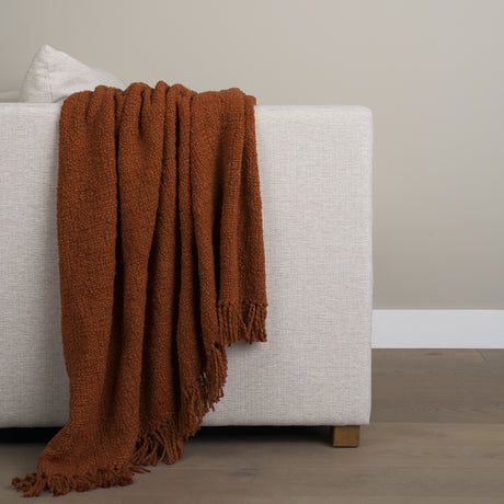 Kambal Copper Rust Woven Cotton Throw Blanket from Mercana - Luna Furniture