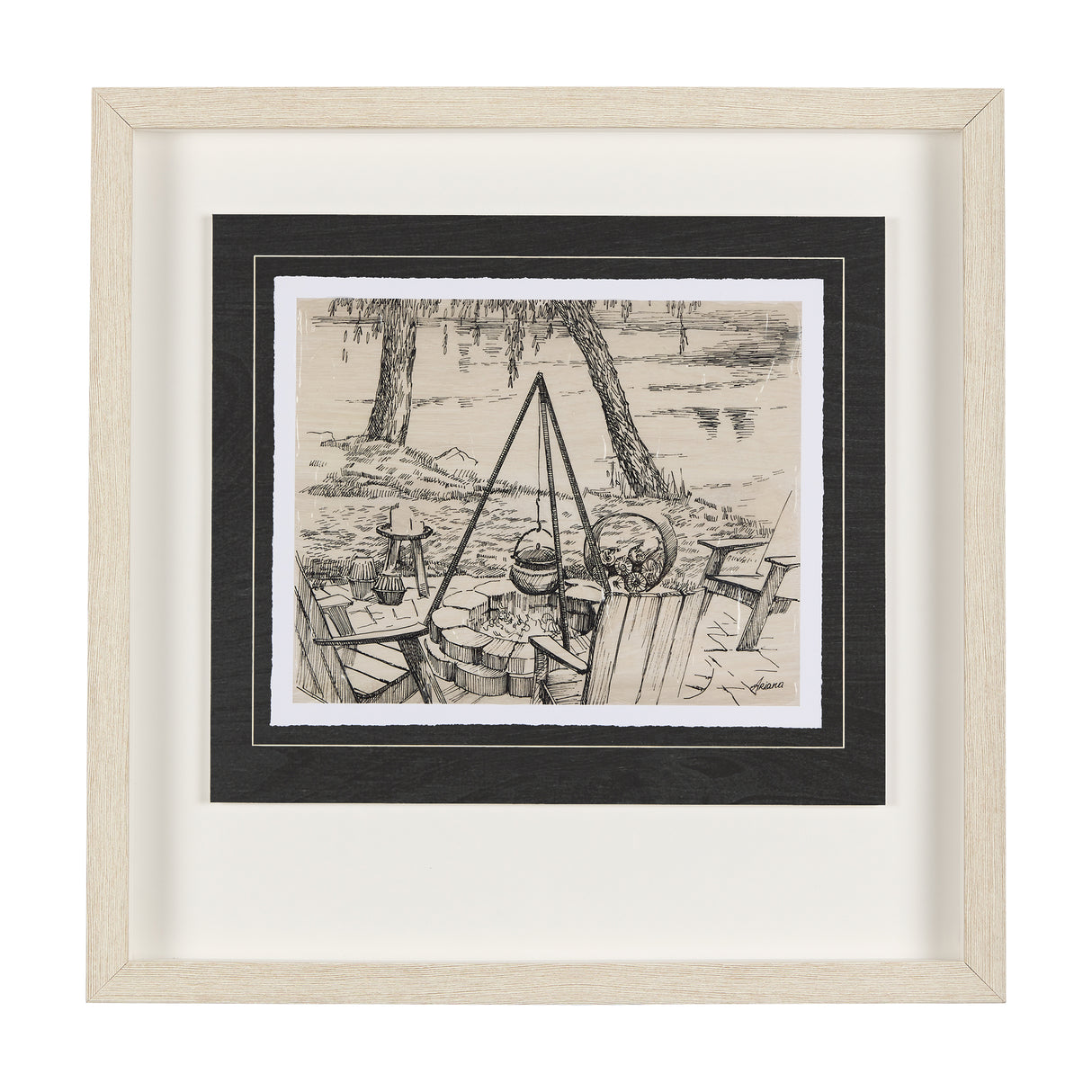 Fireside I by Mercana Studio a Hand Embellished Textured Framed Art Print Matted under Glass from Mercana - Luna Furniture