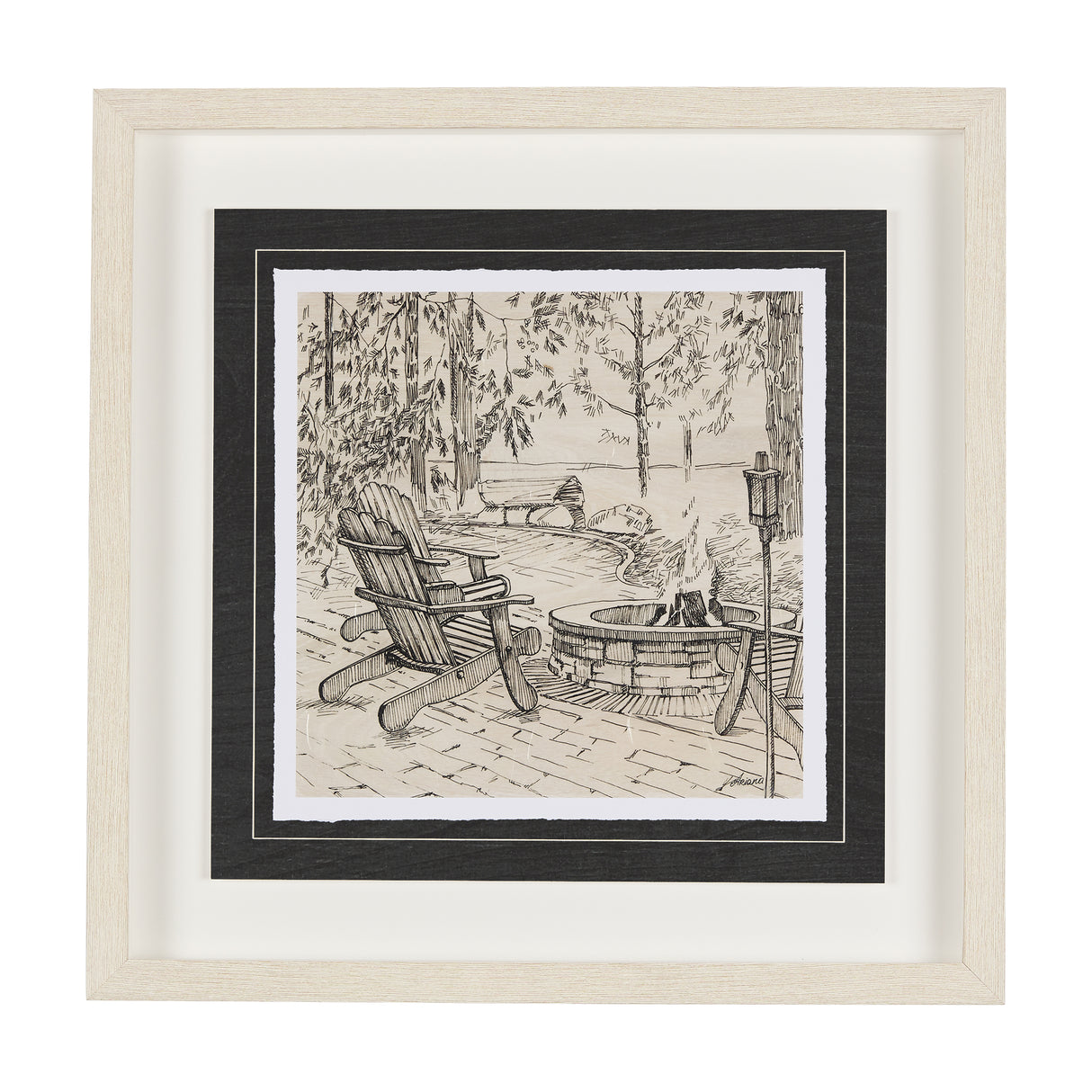 Fireside III by Mercana Studio a Hand Embellished Textured Framed Art Print Matted under Glass from Mercana - Luna Furniture
