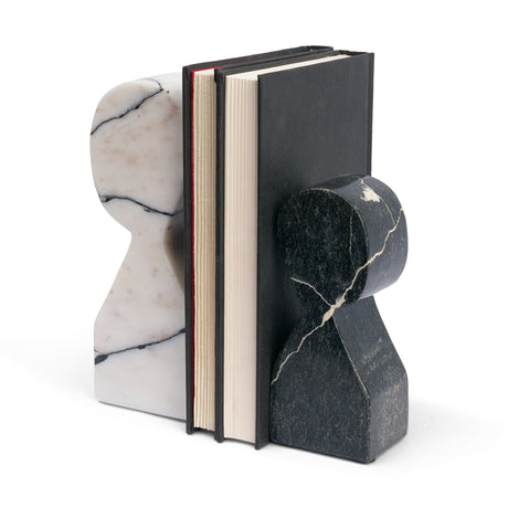 Shadow White & Black Marble Bookends from Mercana - Luna Furniture