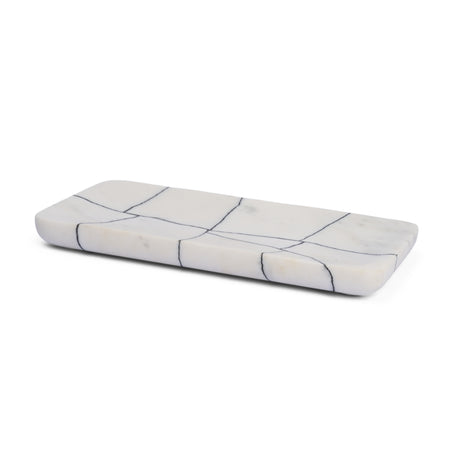 Tratto Rectangular White Marble Decorative Tray from Mercana - Luna Furniture