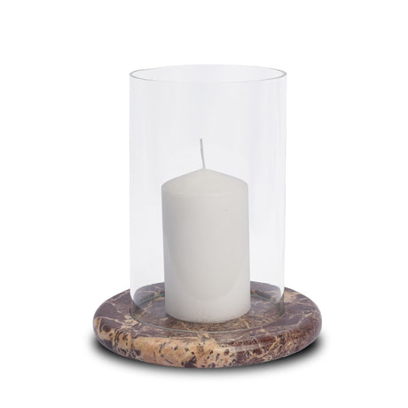 Bordo Red Marble w/ Glass Hurricane Candle Holder from Mercana - Luna Furniture