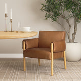 Ashton Brown Leather w/ Light Wood Accent Chair from Mercana - Luna Furniture