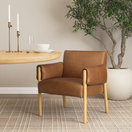 Ashton Brown Leather w/ Light Wood Accent Chair from Mercana - Luna Furniture