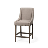 Kensington 27.5" Seat Height Beige Fabric Seat Brown Wood Frame Counter Stool from Mercana - Luna Furniture