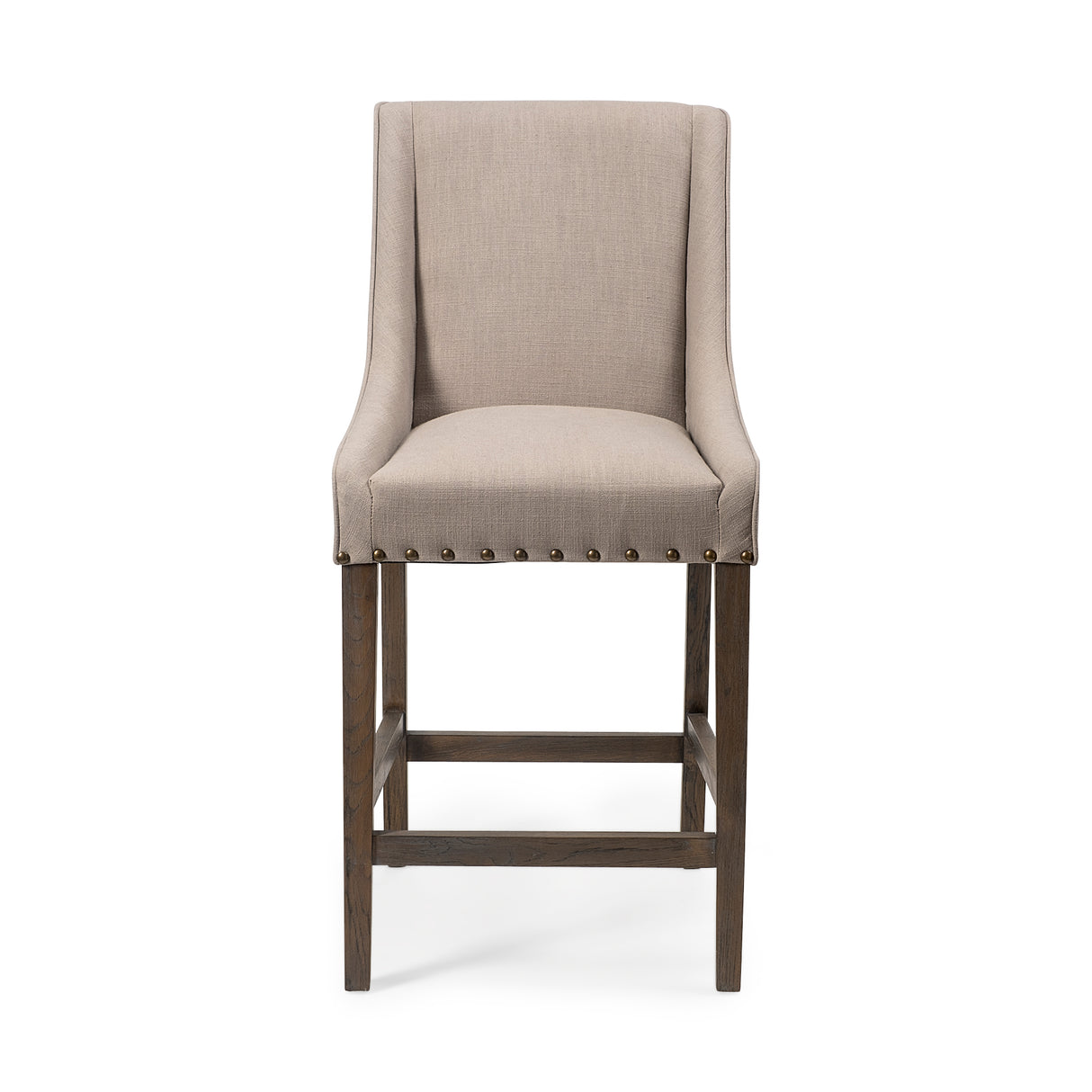 Kensington 27.5" Seat Height Beige Fabric Seat Brown Wood Frame Counter Stool from Mercana - Luna Furniture