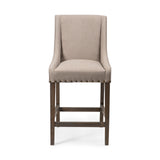 Kensington 27.5" Seat Height Beige Fabric Seat Brown Wood Frame Counter Stool from Mercana - Luna Furniture