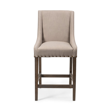 Kensington 27.5" Seat Height Beige Fabric Seat Brown Wood Frame Counter Stool from Mercana - Luna Furniture