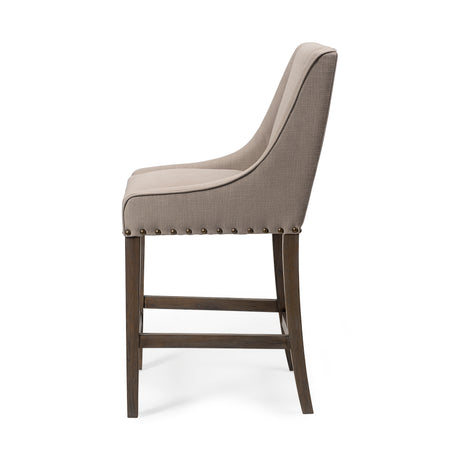 Kensington 27.5" Seat Height Beige Fabric Seat Brown Wood Frame Counter Stool from Mercana - Luna Furniture
