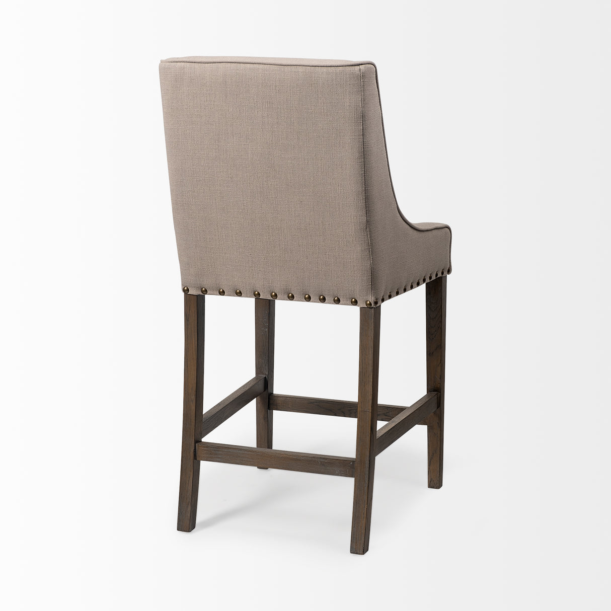 Kensington 27.5" Seat Height Beige Fabric Seat Brown Wood Frame Counter Stool from Mercana - Luna Furniture