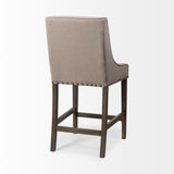 Kensington 27.5" Seat Height Beige Fabric Seat Brown Wood Frame Counter Stool from Mercana - Luna Furniture