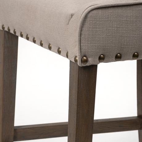 Kensington 27.5" Seat Height Beige Fabric Seat Brown Wood Frame Counter Stool from Mercana - Luna Furniture